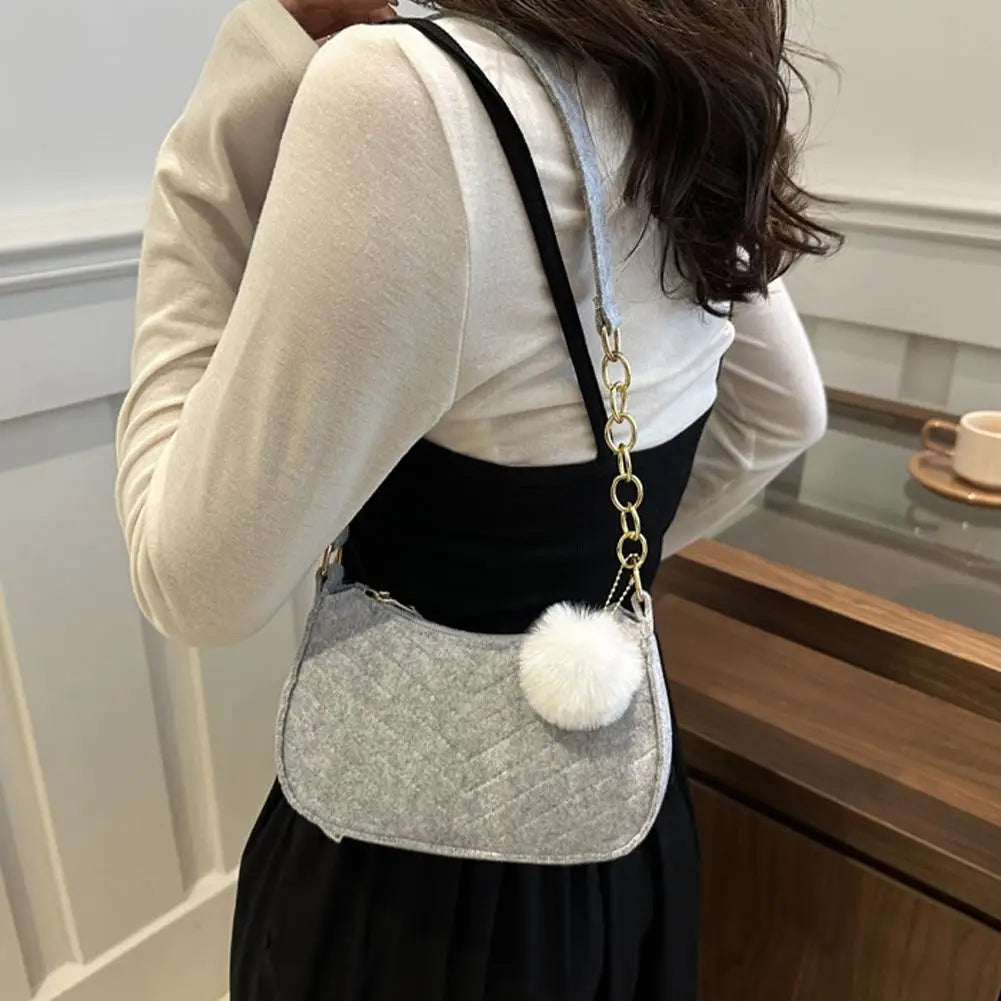 Mini bolsa de ombro feminina moda feltro
