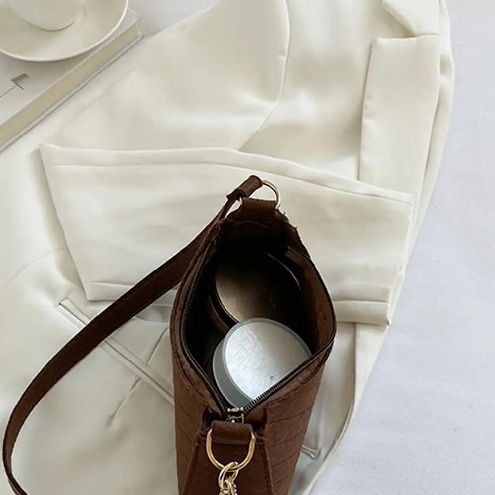 Mini bolsa de ombro feminina moda feltro