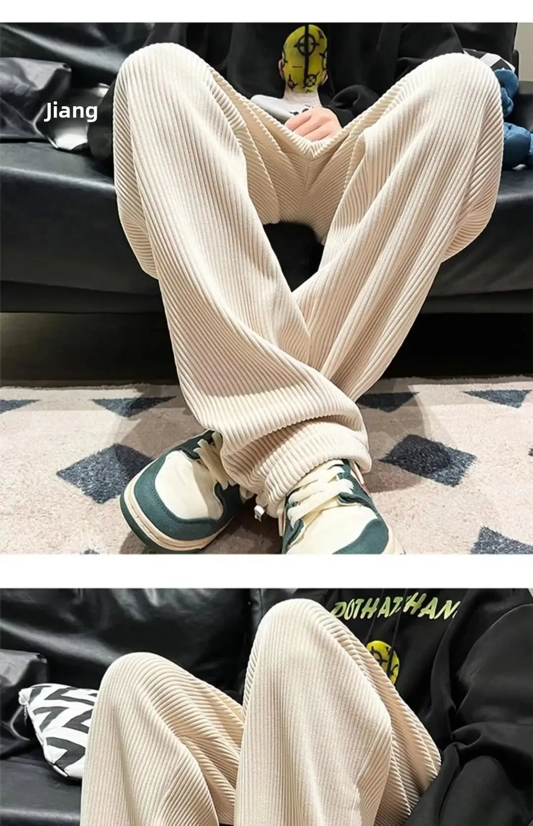 Calça Retro veludo masculino perna reta ajustável.