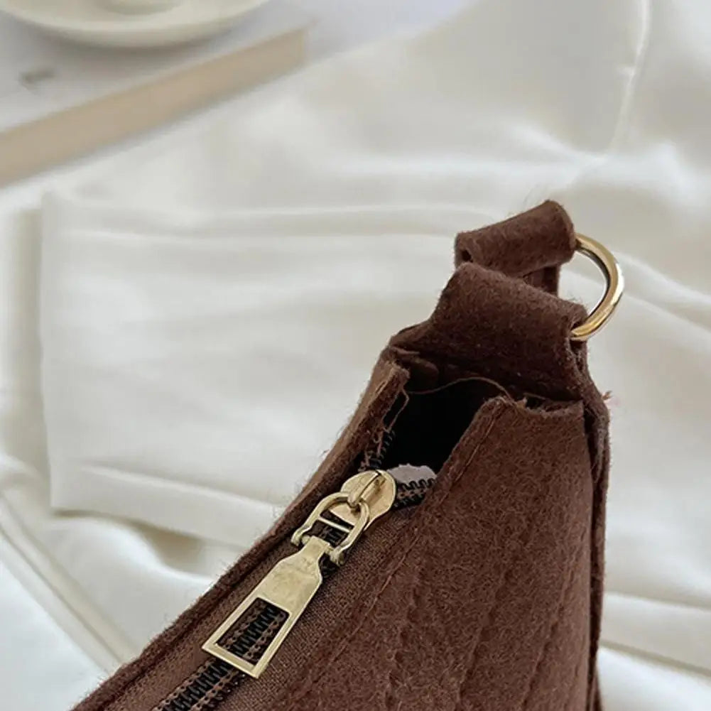 Mini bolsa de ombro feminina moda feltro
