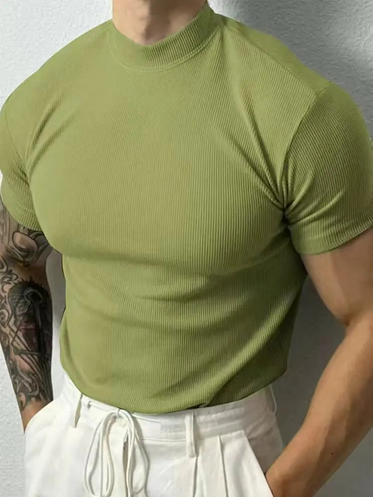 camiseta pequena gola alta