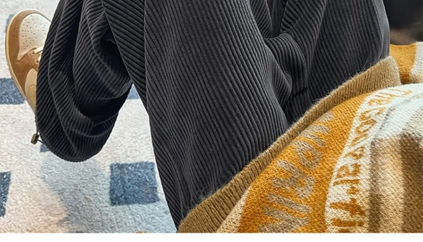 Calça Retro veludo masculino perna reta ajustável.