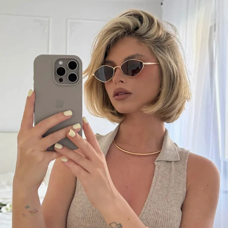 armação polígono óculos de sol feminino