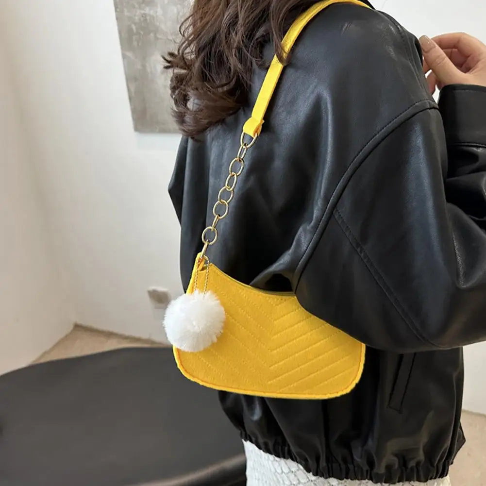 Mini bolsa de ombro feminina moda feltro