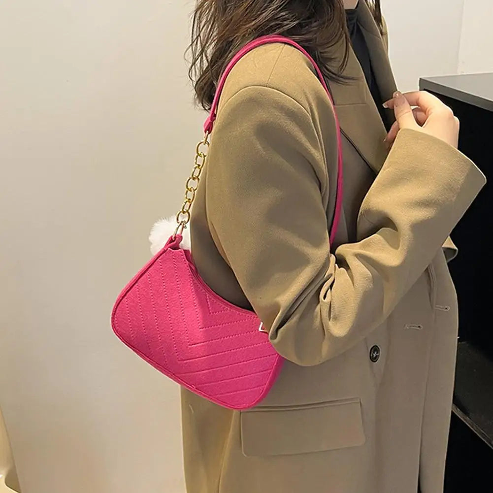 Mini bolsa de ombro feminina moda feltro
