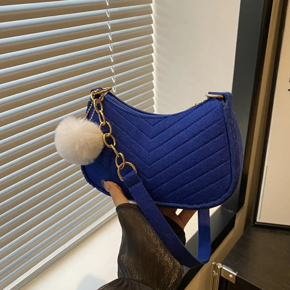 Mini bolsa de ombro feminina moda feltro