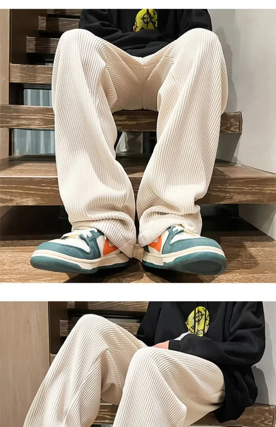 Calça Retro veludo masculino perna reta ajustável.