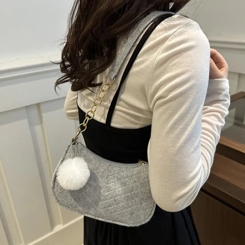 Mini bolsa de ombro feminina moda feltro