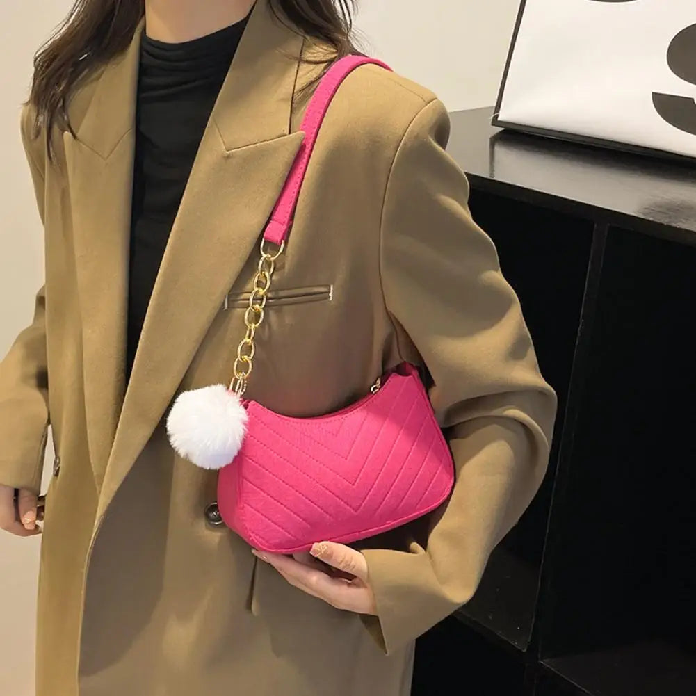 Mini bolsa de ombro feminina moda feltro