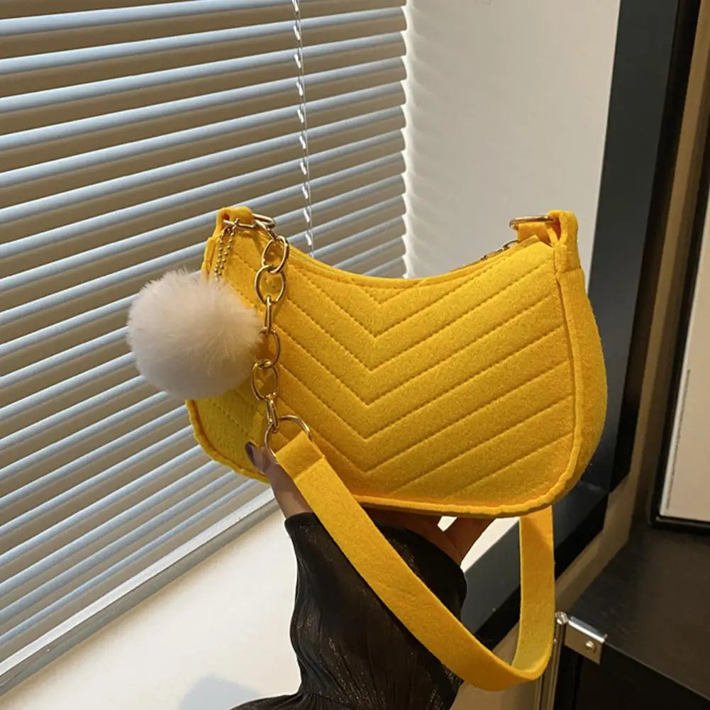 Mini bolsa de ombro feminina moda feltro