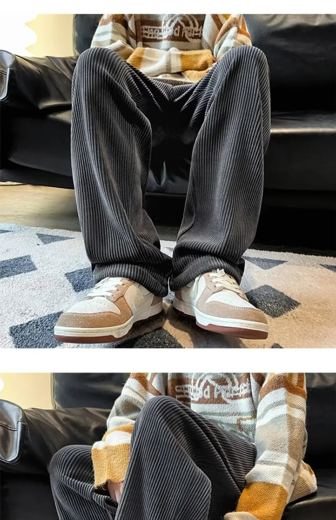 Calça Retro veludo masculino perna reta ajustável.