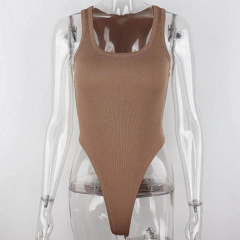 Bodysuit de malha sem mangas verão quente sexy bodycon fora do ombro halter topos casual corpete de rua para mulher clubwear