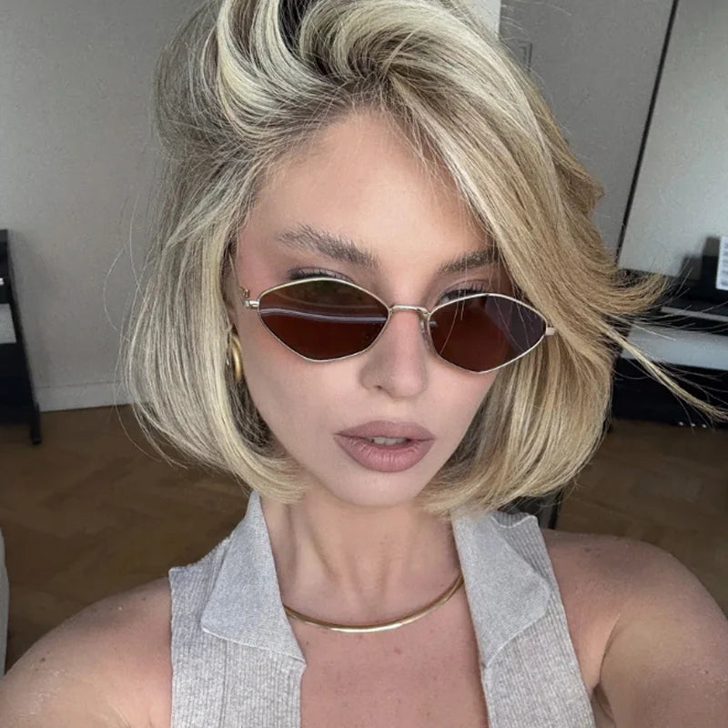 armação polígono óculos de sol feminino