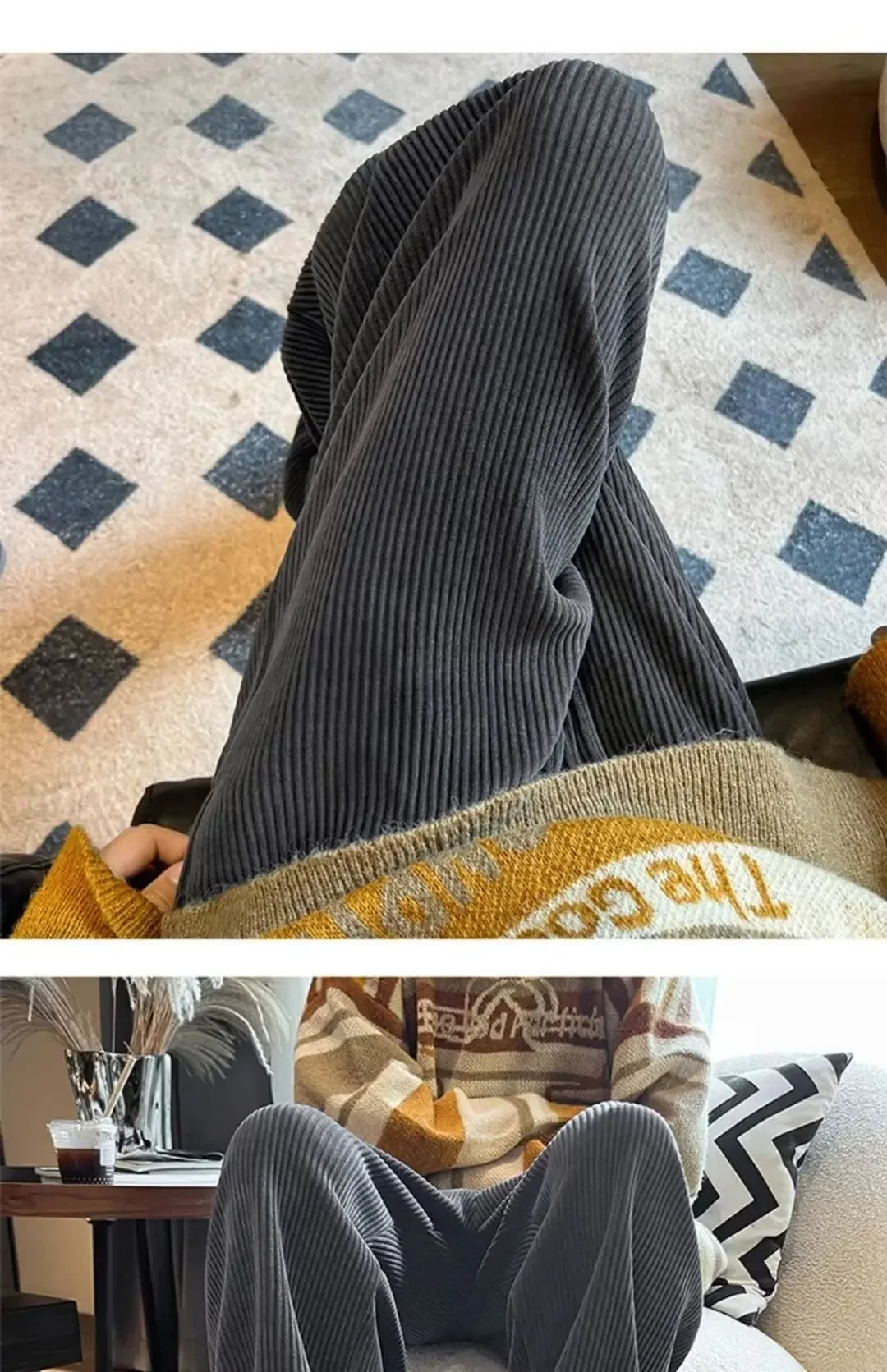 Calça Retro veludo masculino perna reta ajustável.