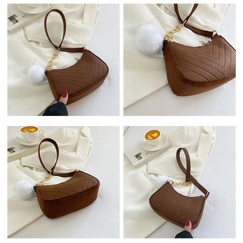 Mini bolsa de ombro feminina moda feltro