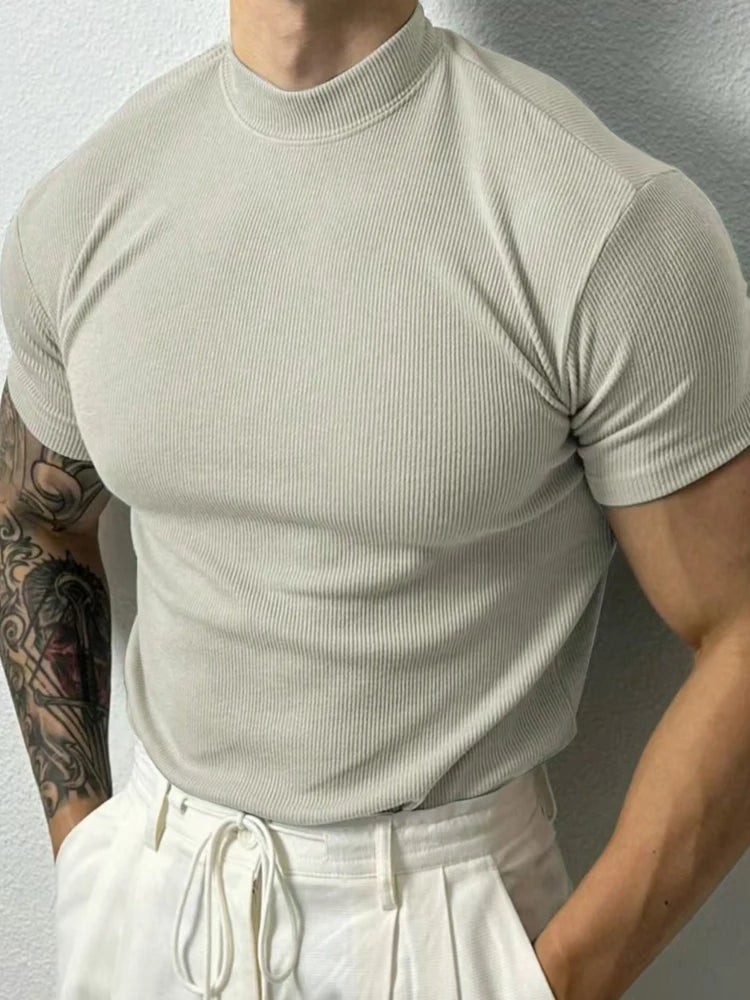 camiseta pequena gola alta