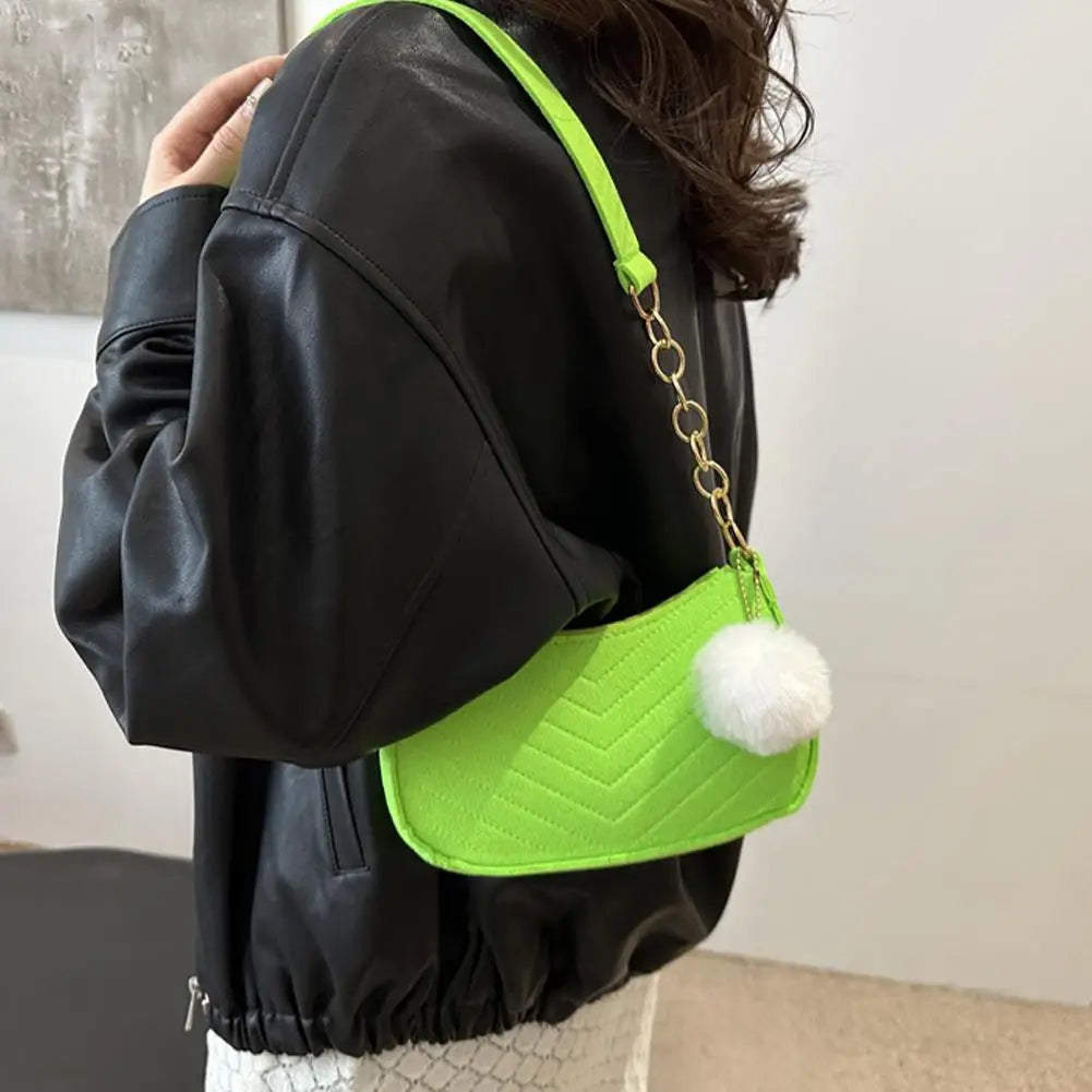 Mini bolsa de ombro feminina moda feltro