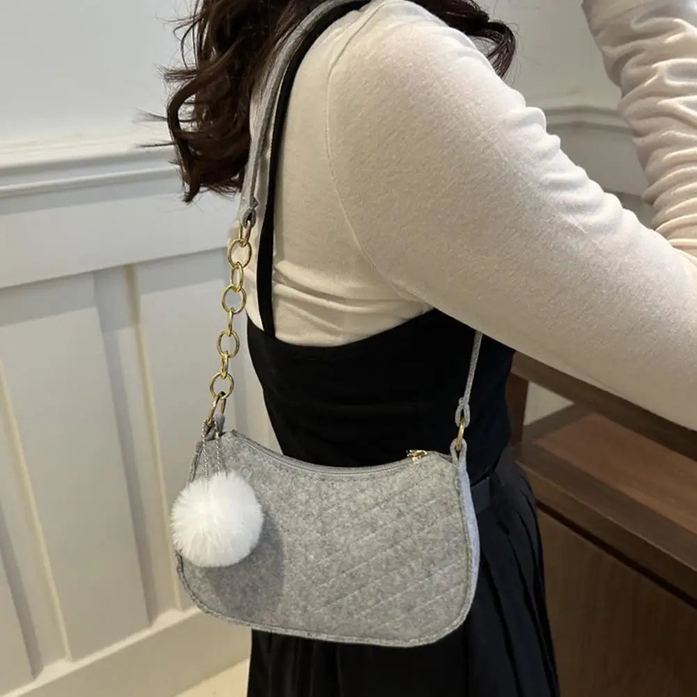 Mini bolsa de ombro feminina moda feltro