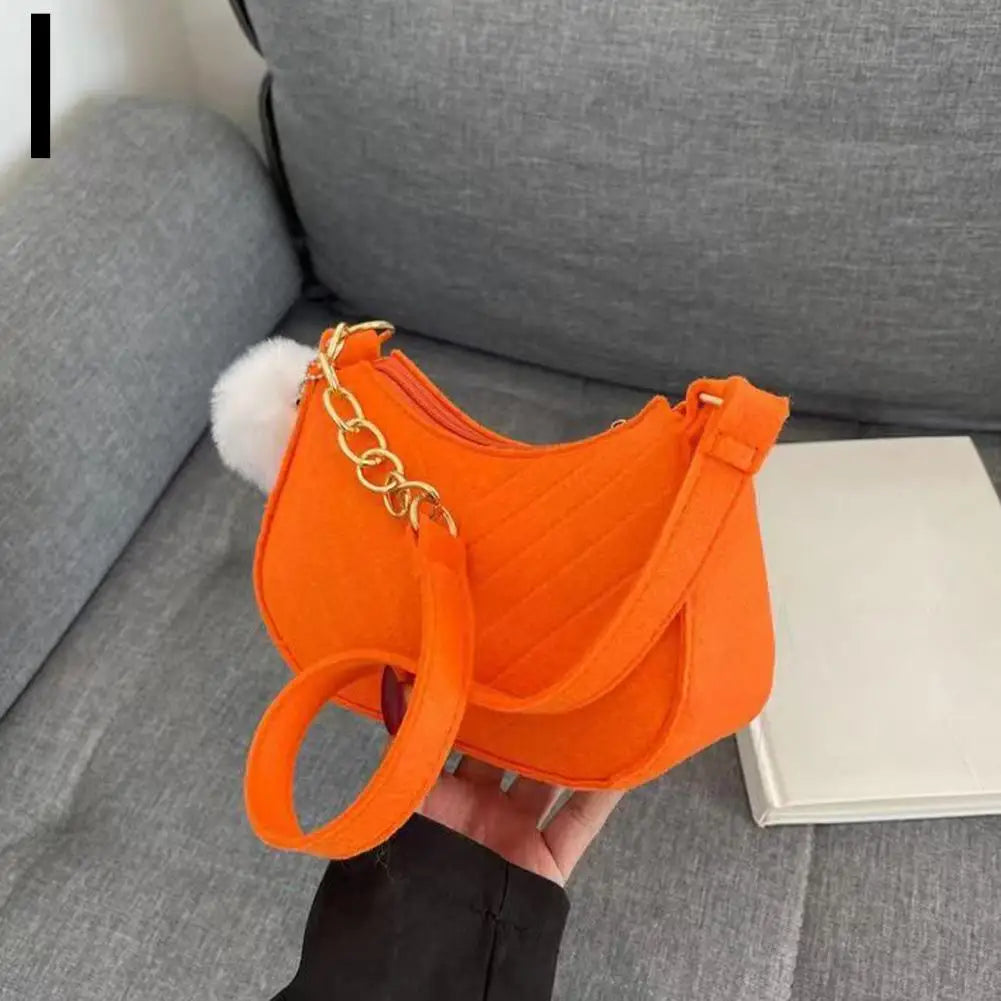Mini bolsa de ombro feminina moda feltro