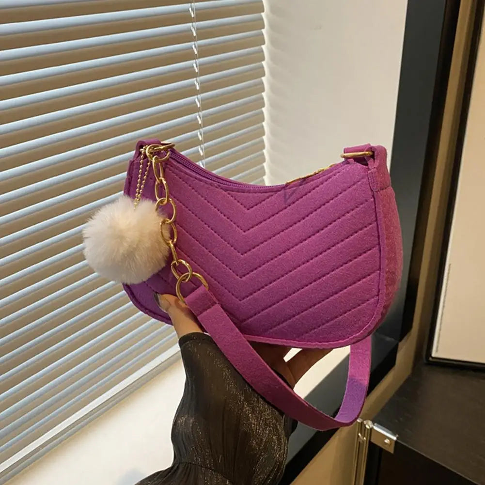 Mini bolsa de ombro feminina moda feltro