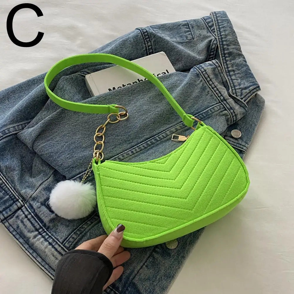 Mini bolsa de ombro feminina moda feltro