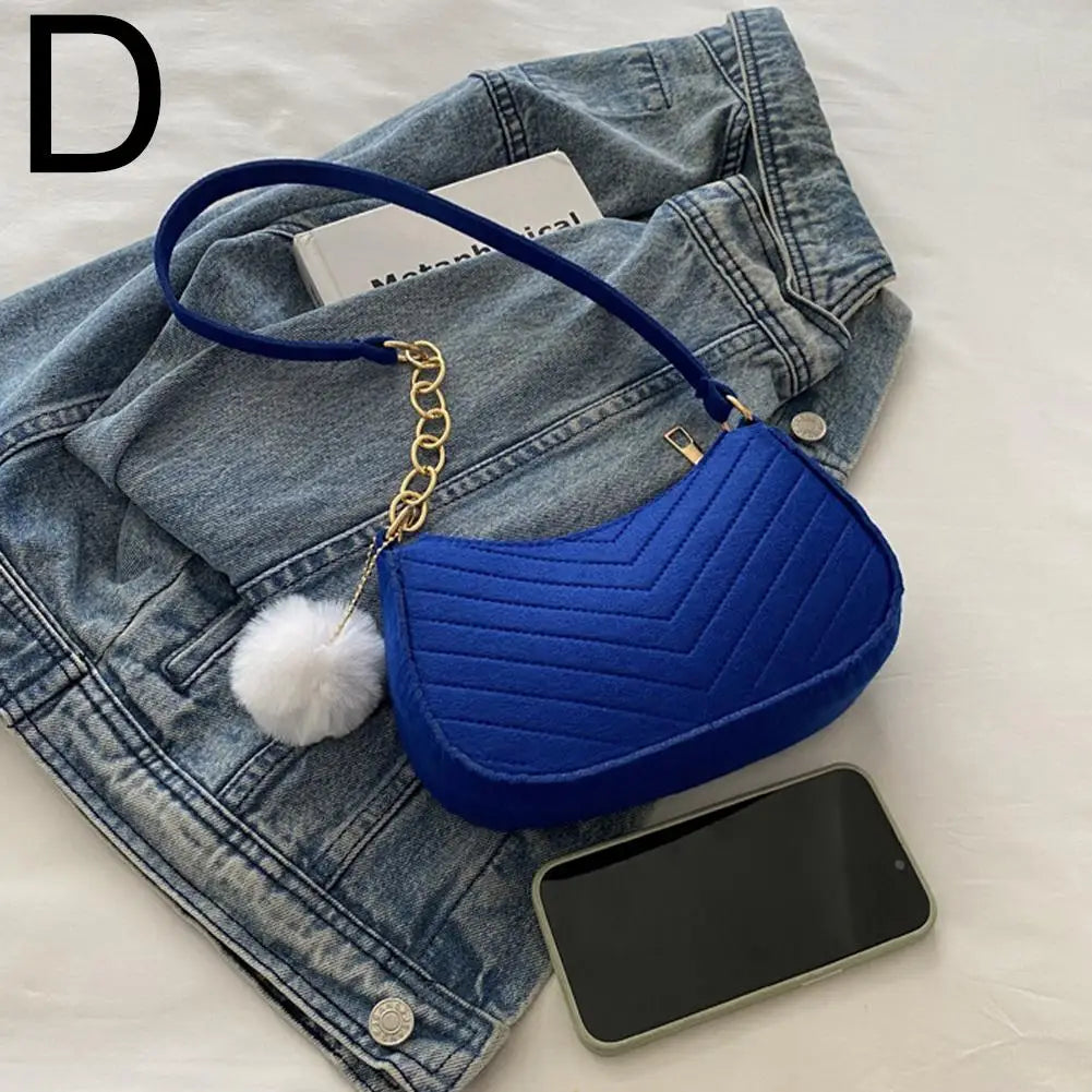 Mini bolsa de ombro feminina moda feltro