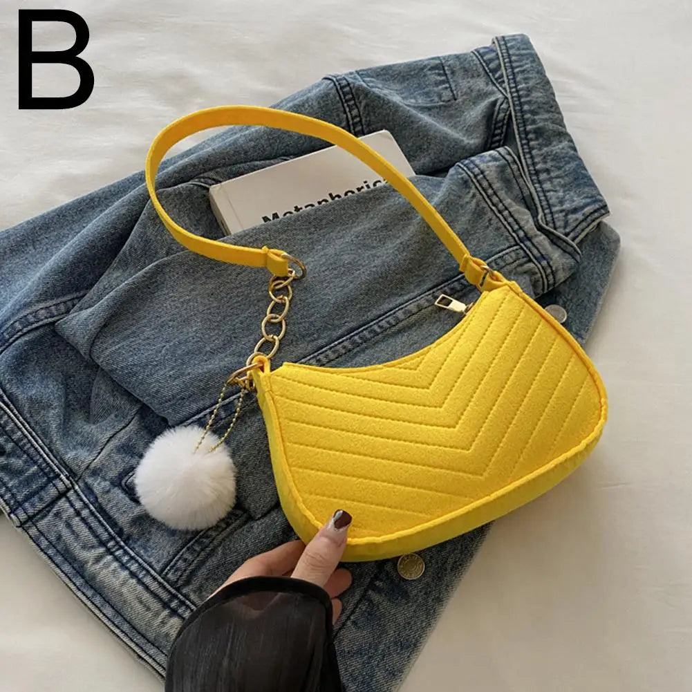 Mini bolsa de ombro feminina moda feltro