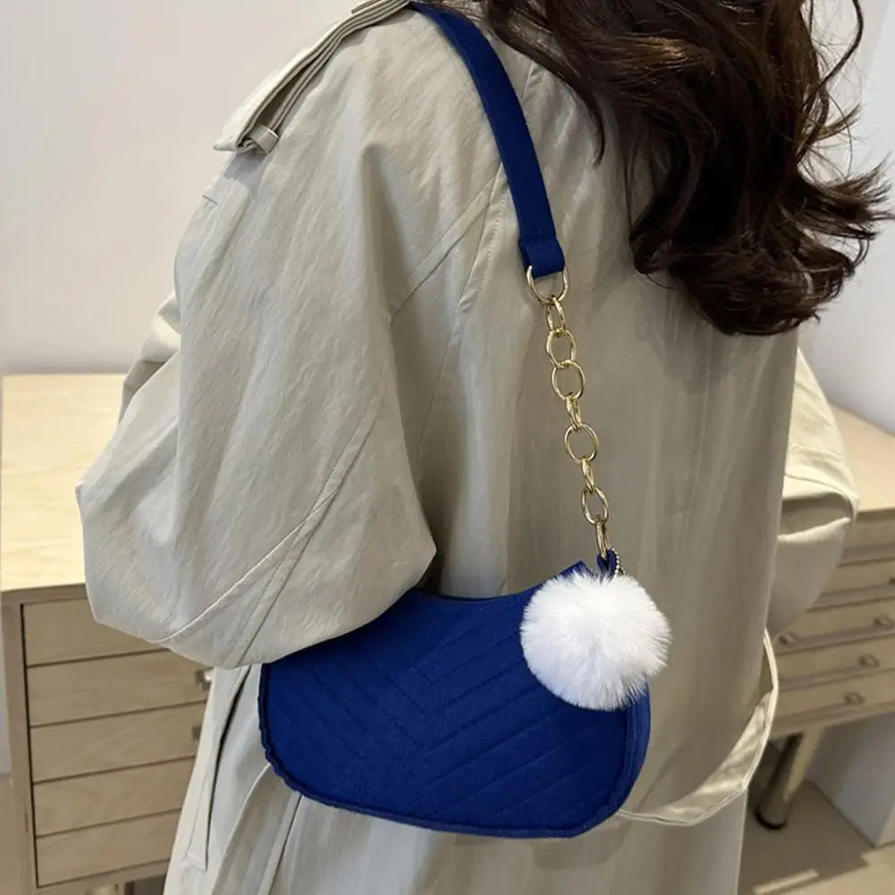 Mini bolsa de ombro feminina moda feltro