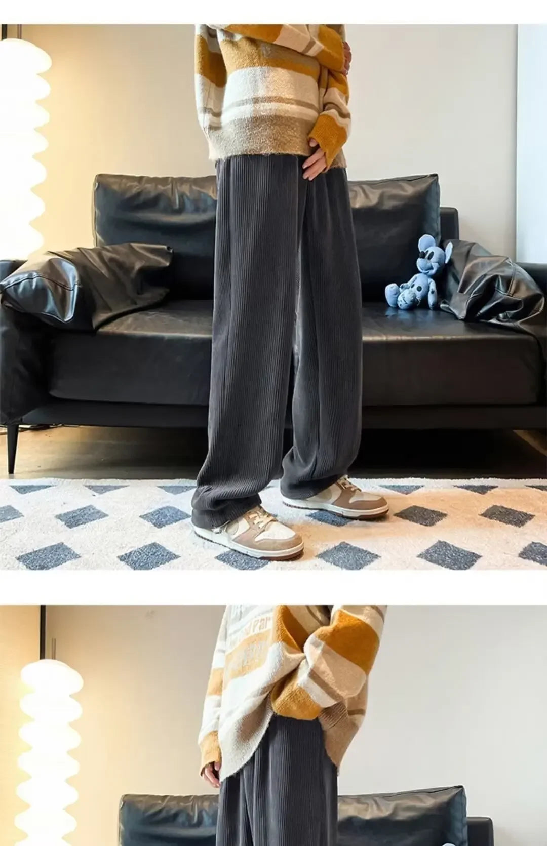 Calça Retro veludo masculino perna reta ajustável.