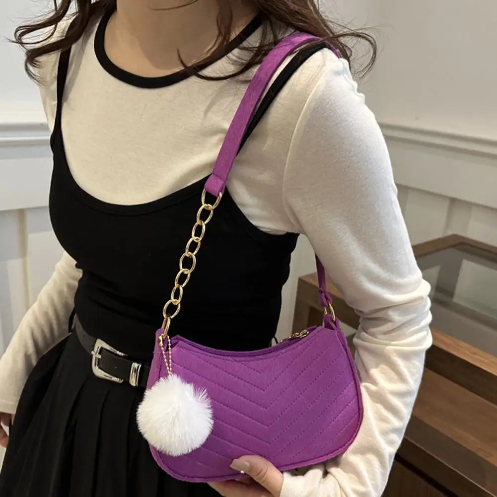Mini bolsa de ombro feminina moda feltro
