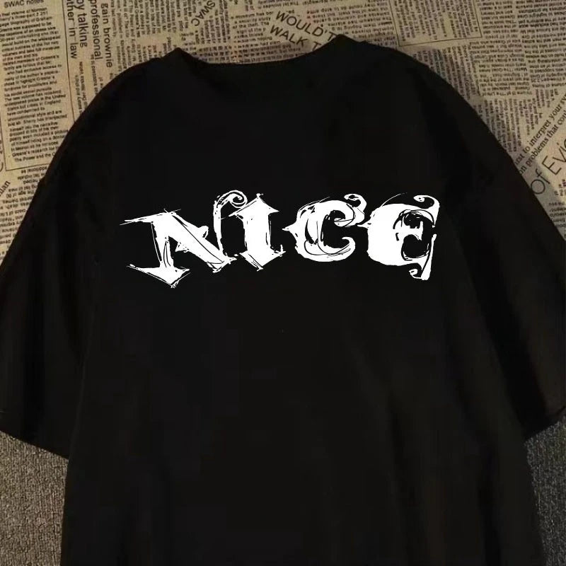 Camiseta masculina e feminina moda americana pesada cruz anjo