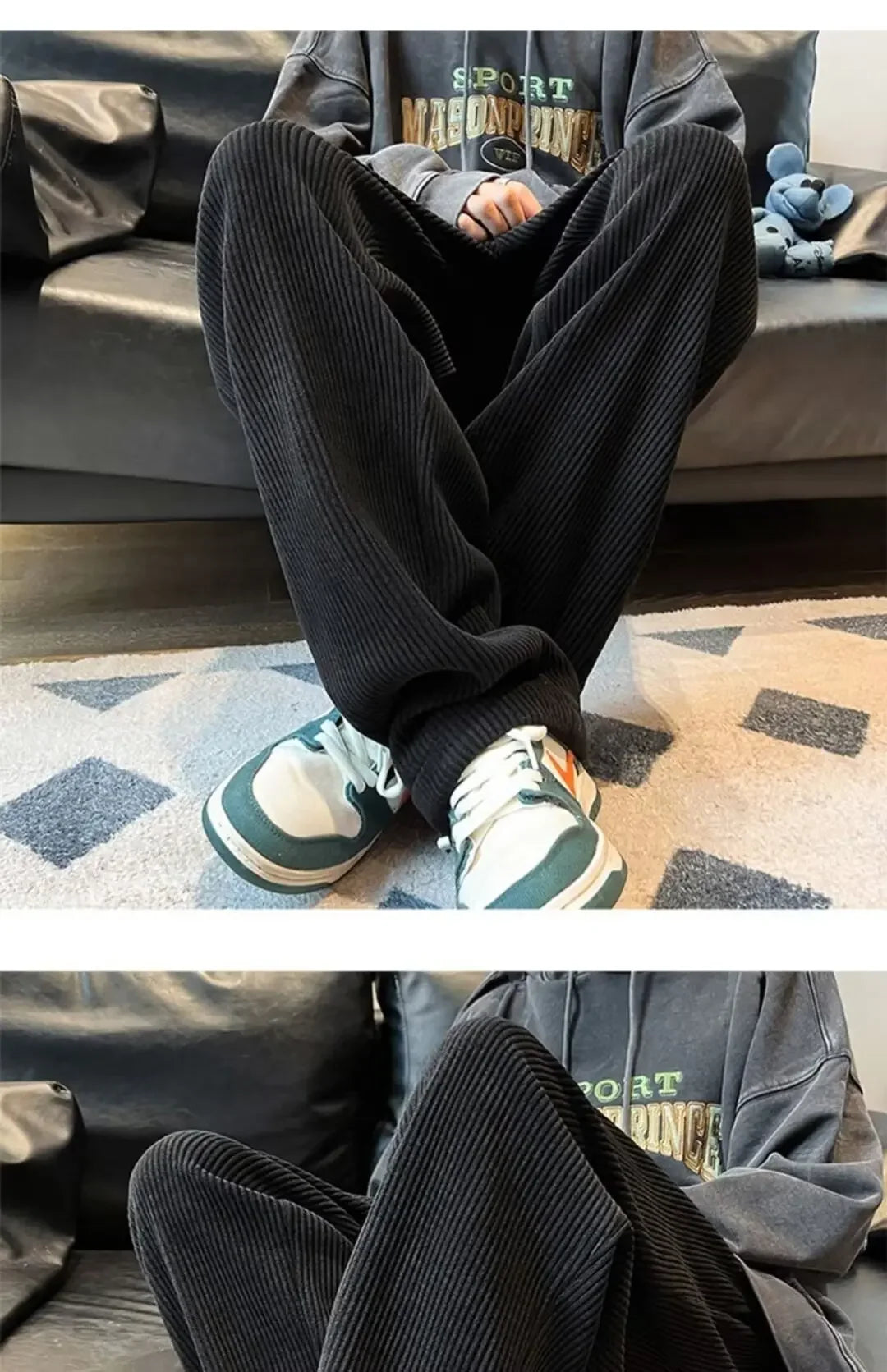 Calça Retro veludo masculino perna reta ajustável.